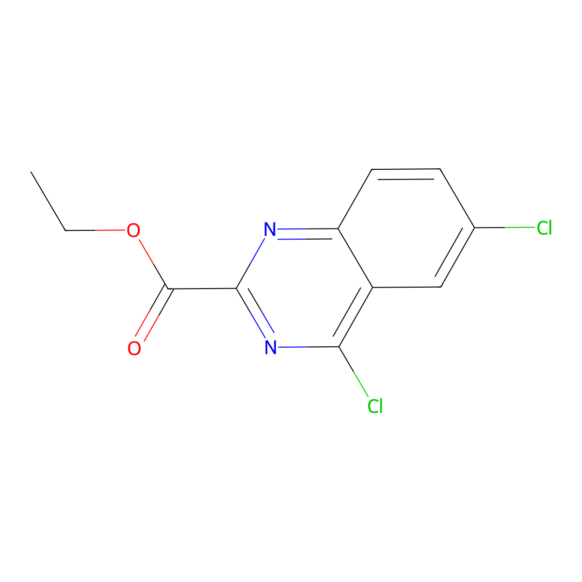 Ethyl 4,6-dichloroquinazoline-2-carboxylate molecular structure, CAS 150449-99-3