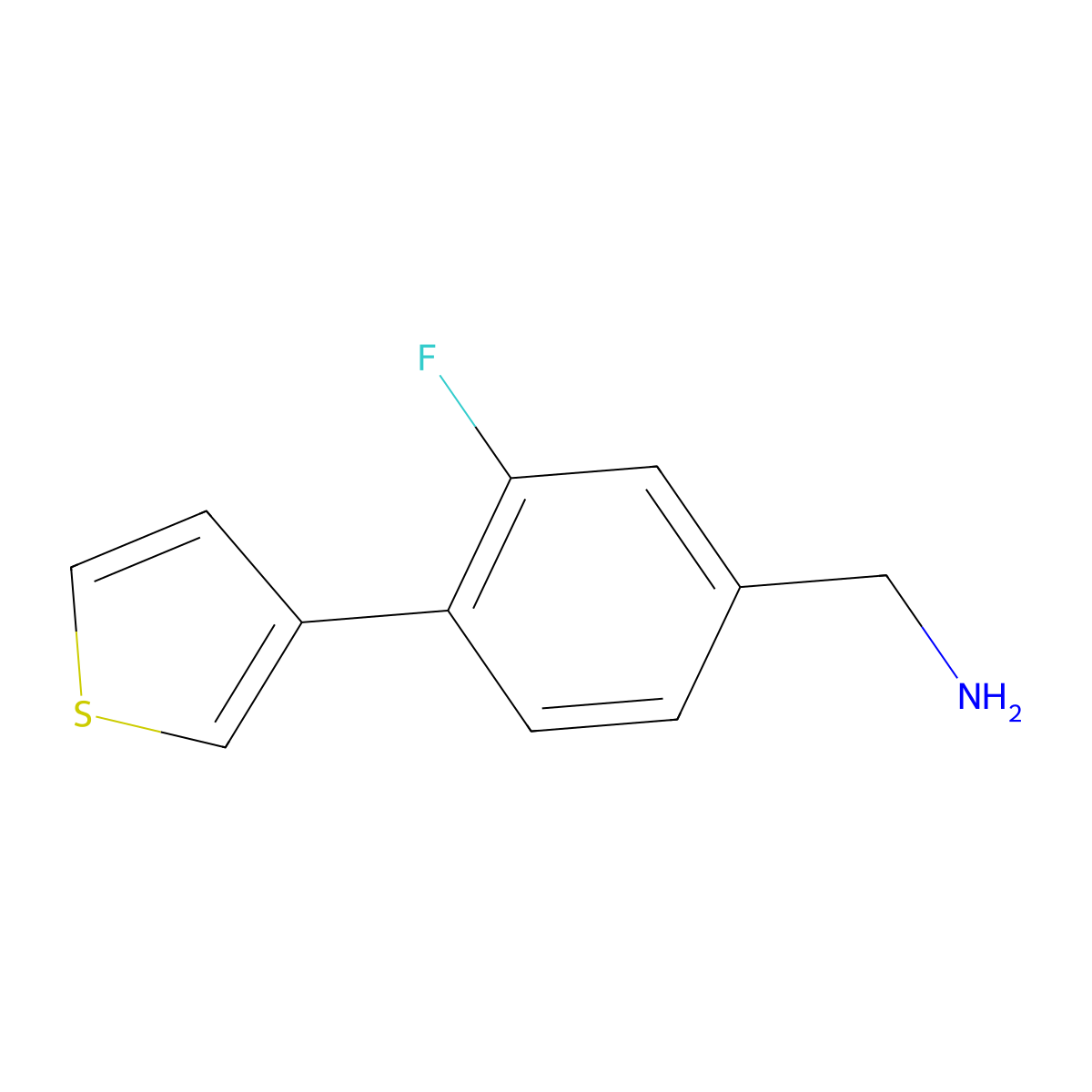 [3-Fluoro-4-(thiophen-3-yl)phenyl]methanamine molecular structure, CAS 1504493-90-6