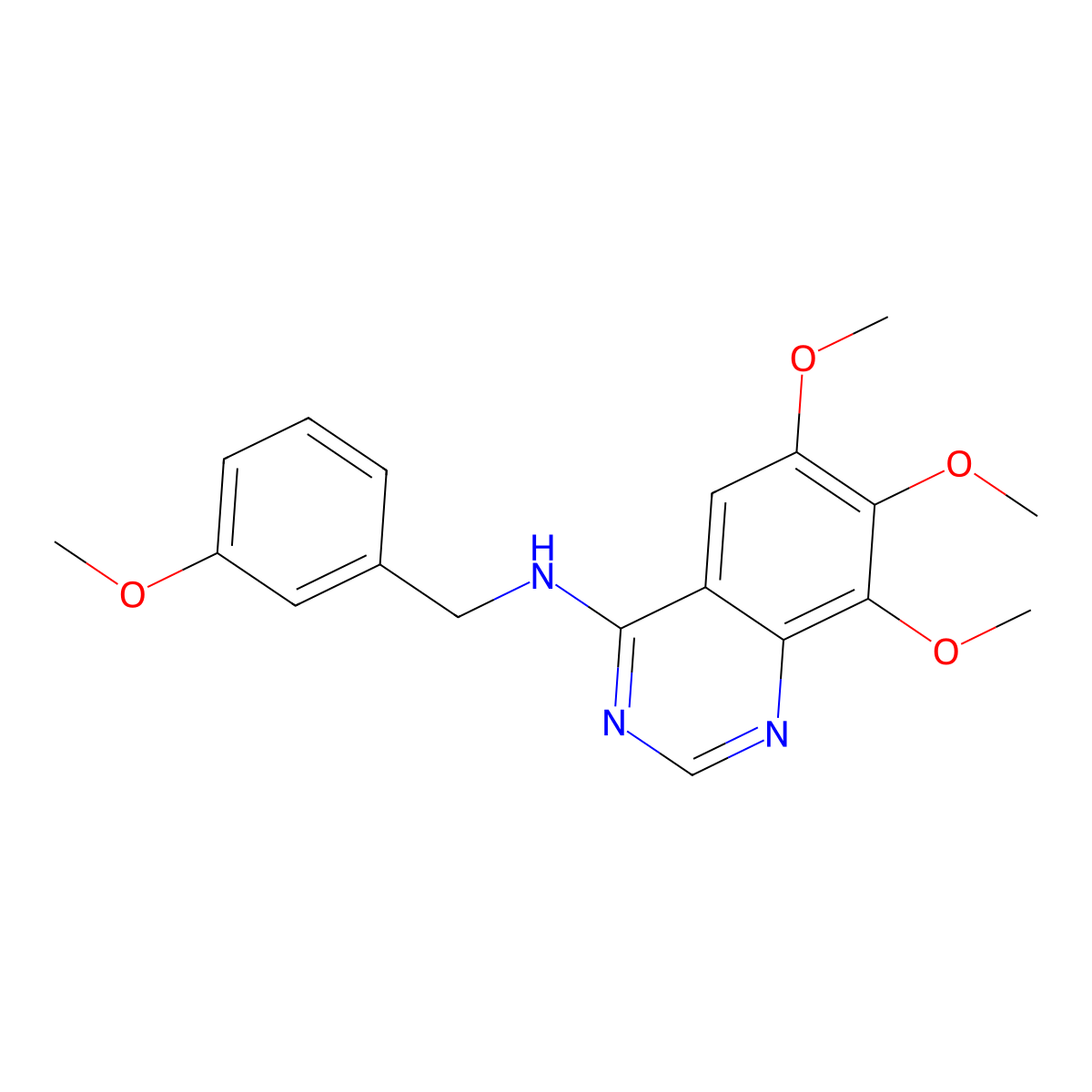 6,7,8-Trimethoxy-n-[(3-methoxyphenyl)methyl]-4-quinazolinamine molecular structure, CAS 150450-04-7