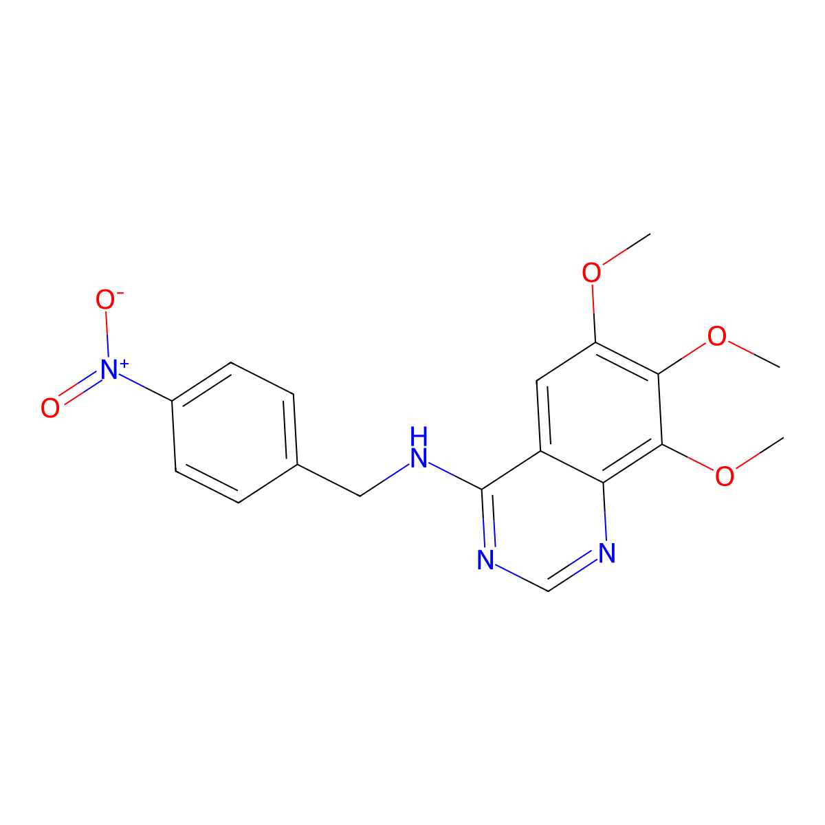 6,7,8-Trimethoxy-n-[(4-nitrophenyl)methyl]-4-quinazolinamine molecular structure, CAS 150450-05-8