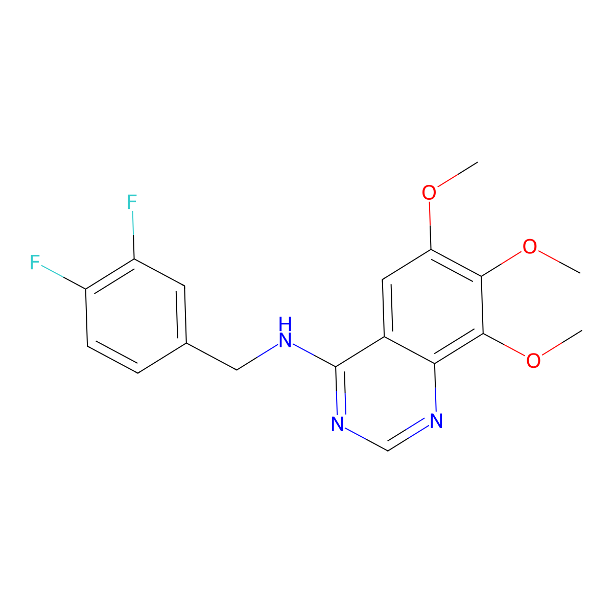 n-[(3,4-Difluorophenyl)methyl]-6,7,8-trimethoxy-4-quinazolinamine molecular structure, CAS 150450-17-2