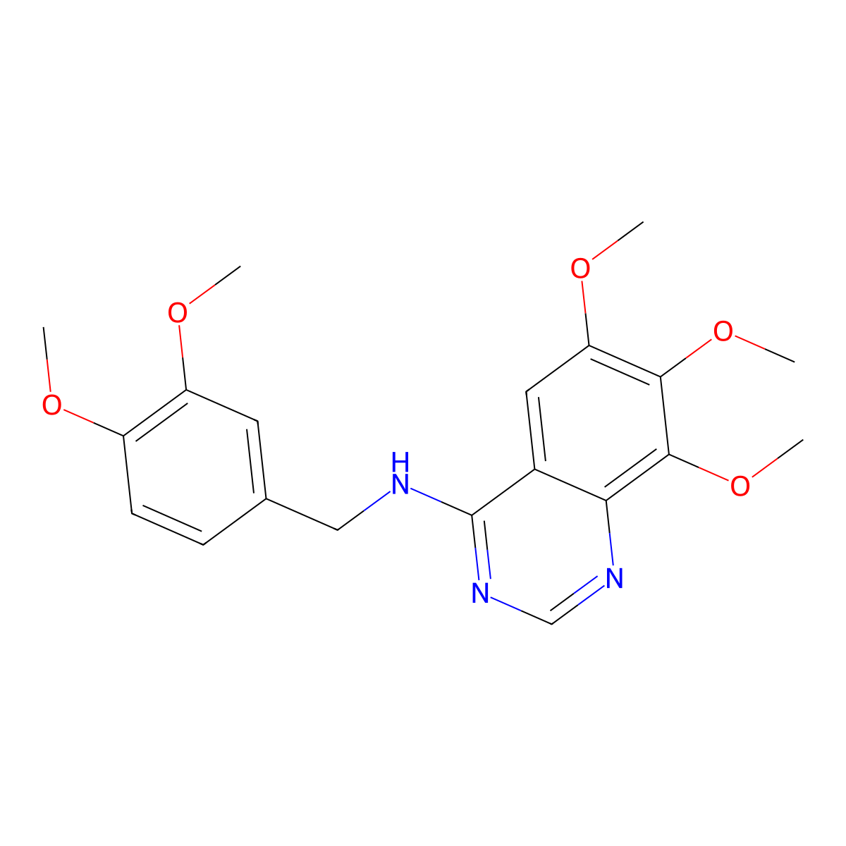 n-[(3,4-Dimethoxyphenyl)methyl]-6,7,8-trimethoxy-4-quinazolinamine molecular structure, CAS 150450-19-4