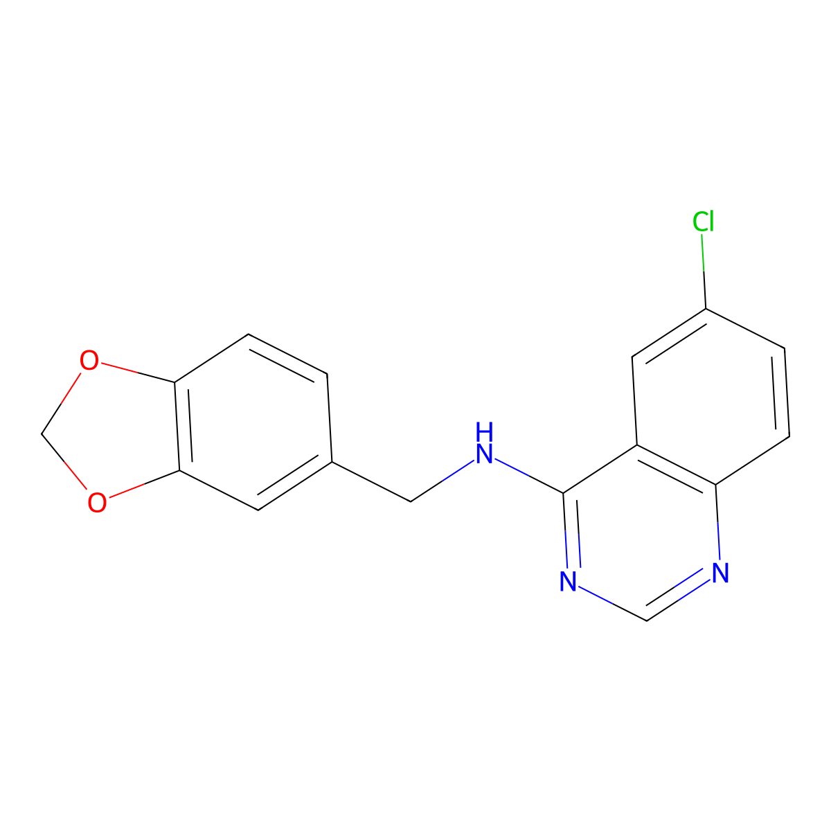 N-(1,3-benzodioxol-5-ylmethyl)-6-chloroquinazolin-4-amine molecular structure, CAS 150450-53-6