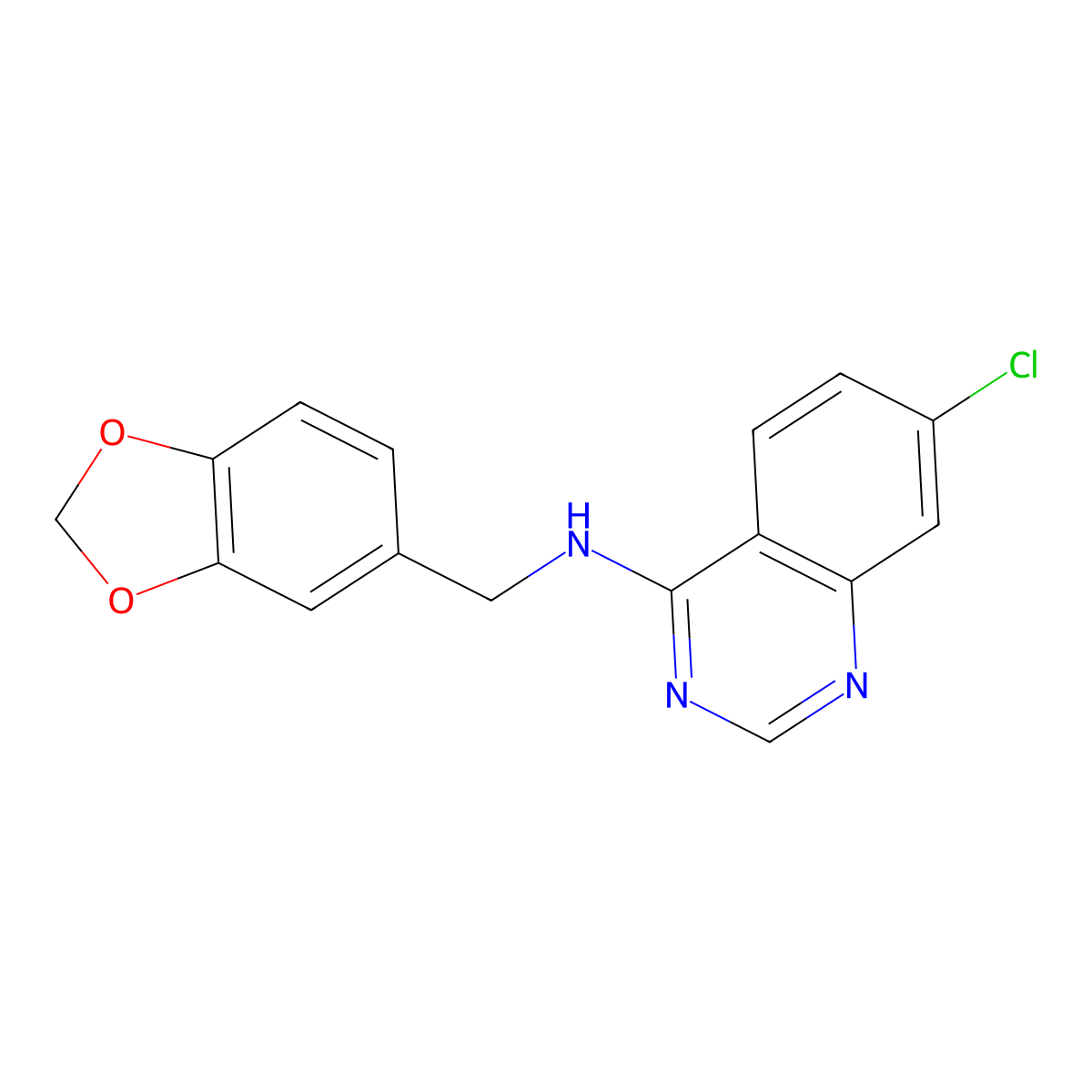 N-(1,3-benzodioxol-5-ylmethyl)-7-chloro-4-quinazolinamine molecular structure, CAS 150450-73-0