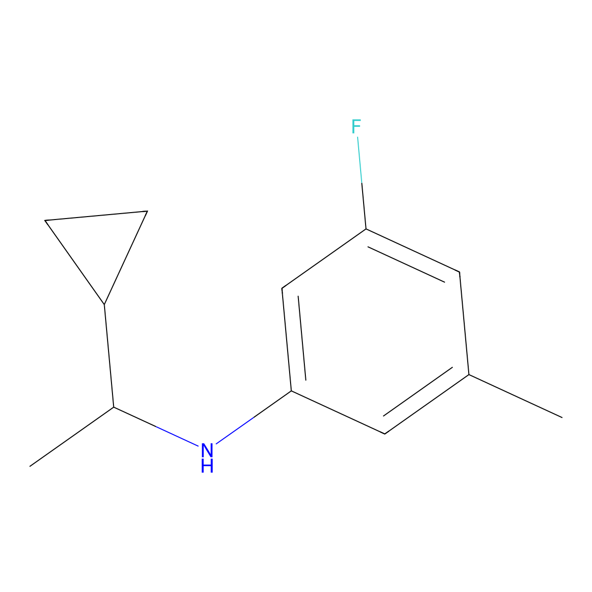 N-(1-cyclopropylethyl)-3-fluoro-5-methylaniline molecular structure, CAS 1504505-97-8