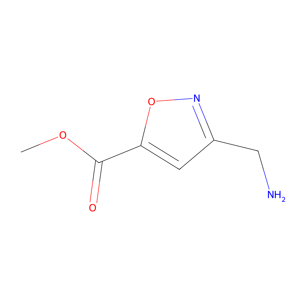Methyl 3-(aminomethyl)-1,2-oxazole-5-carboxylate molecular structure, CAS 1504511-19-6