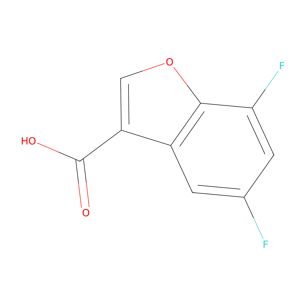 5,7-Difluoro-1-benzofuran-3-carboxylic acid molecular structure, CAS 1504512-59-7