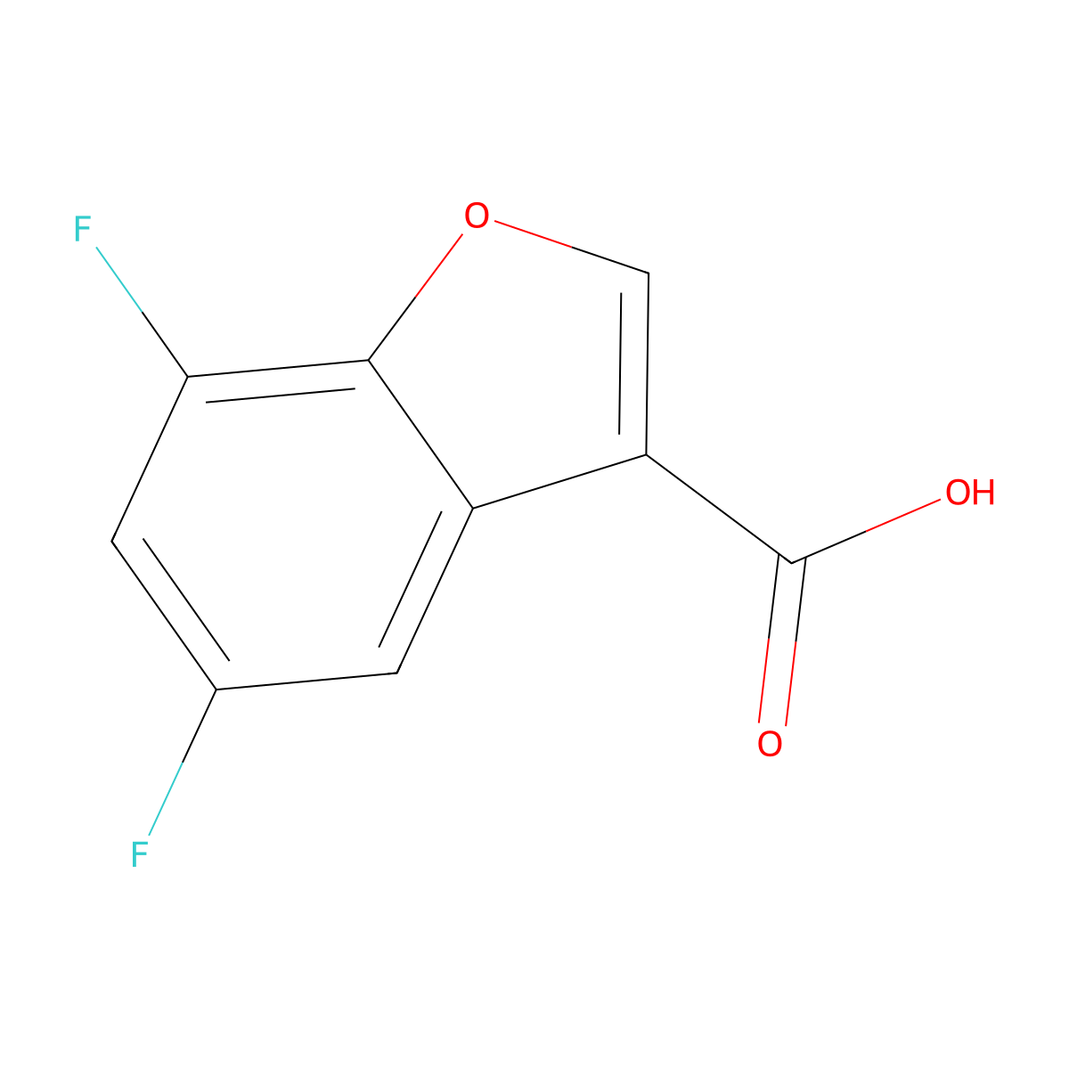 5,7-Difluoro-1-benzofuran-3-carboxylic acid molecular structure, CAS 1504512-59-7