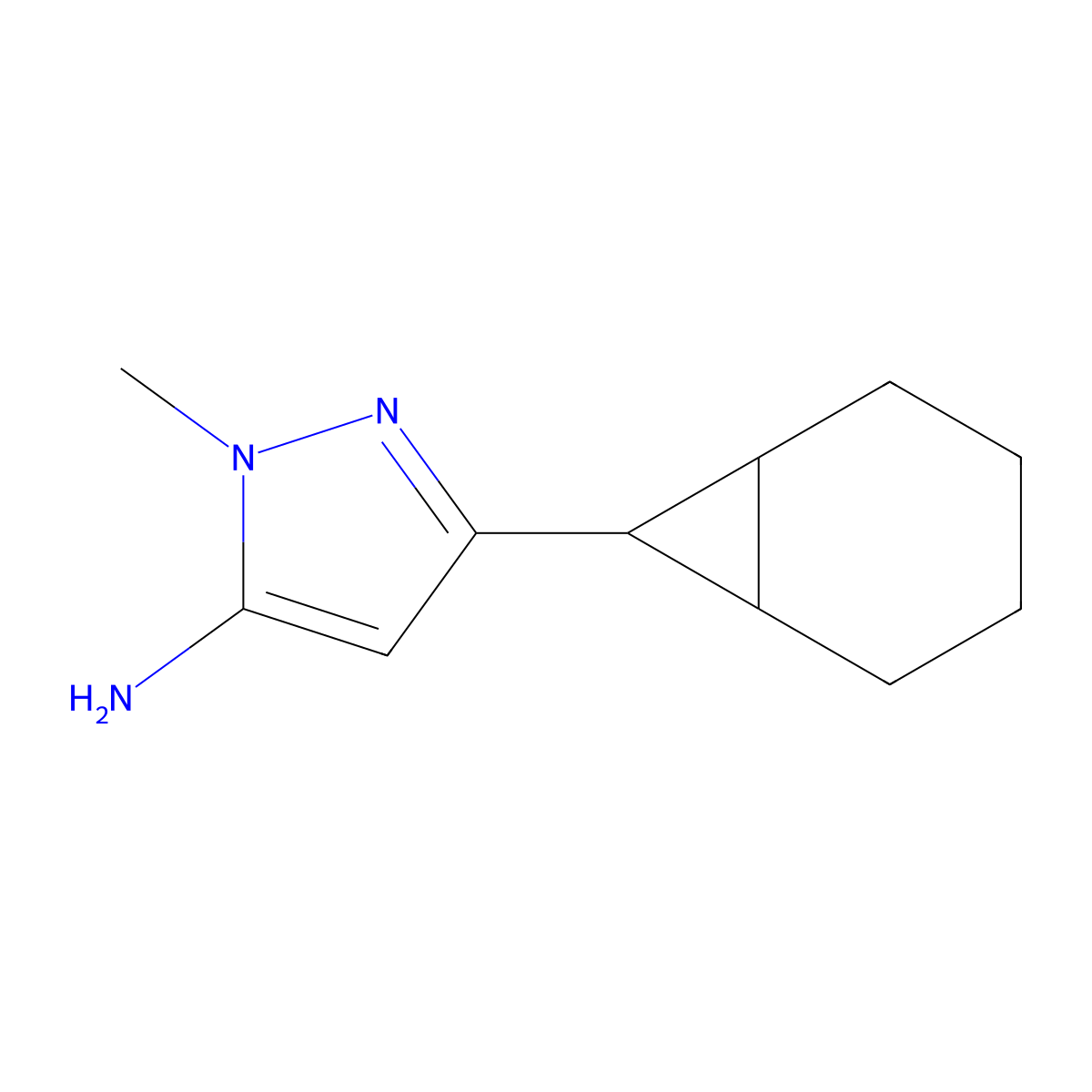 3-{bicyclo[4.1.0]heptan-7-yl}-1-methyl-1H-pyrazol-5-amine molecular structure, CAS 1504520-23-3