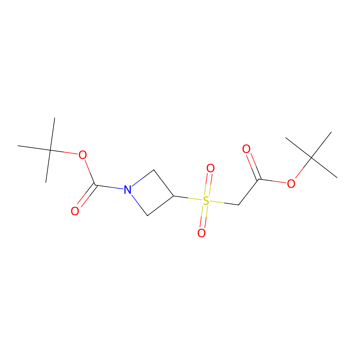 Tert-butyl 3-((2-(tert-butoxy)-2-oxoethyl)sulfonyl)azetidine-1-carboxylate molecular structure, CAS 1504589-29-0