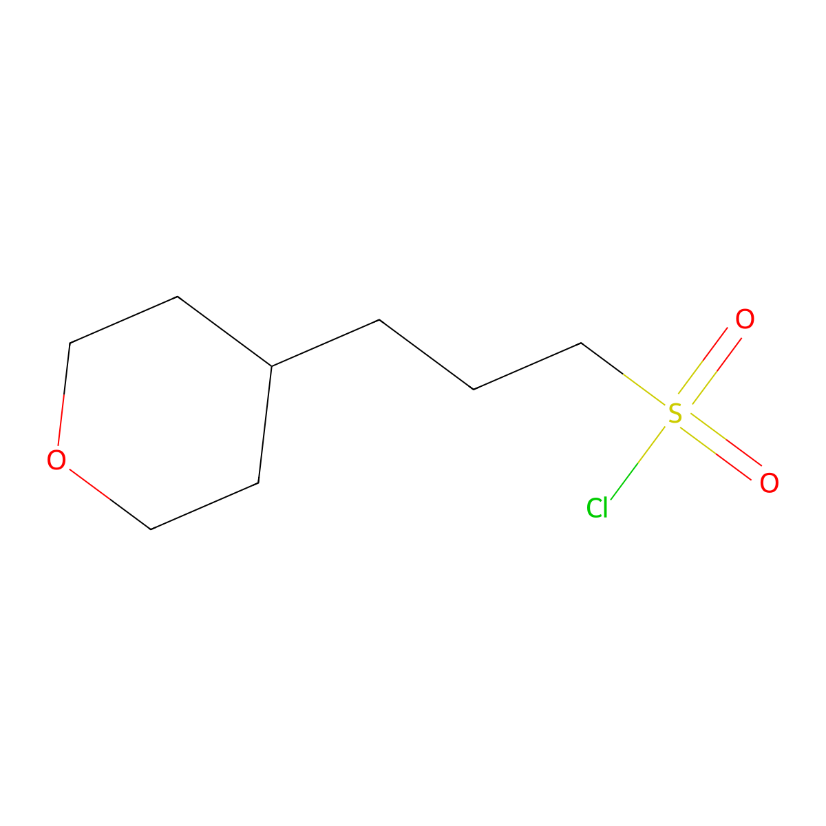 3-(Oxan-4-yl)propane-1-sulfonyl chloride molecular structure, CAS 1504599-35-2