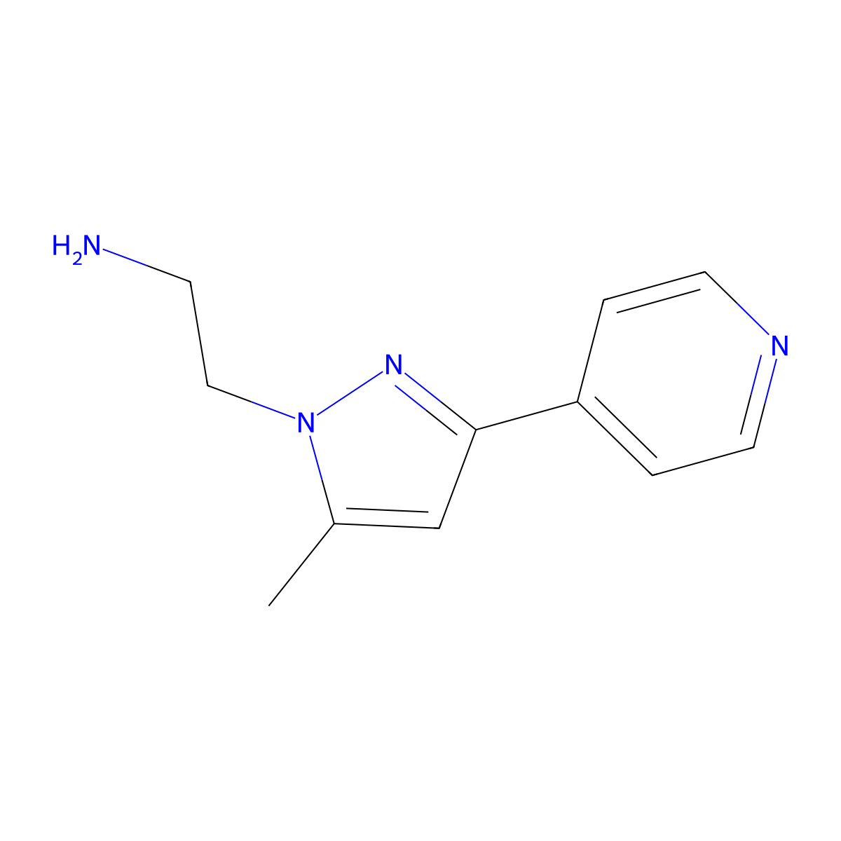 2-(5-methyl-3-(pyridin-4-yl)-1H-pyrazol-1-yl)ethan-1-amine molecular structure, CAS 1504614-36-1