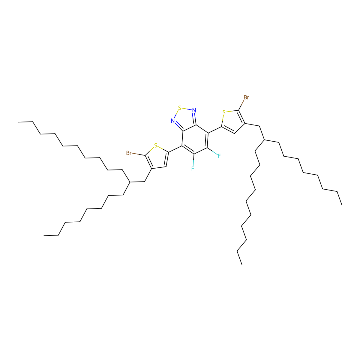 4,7-Bis(5-bromo-4-(2-octyldodecyl)thiophen-2-yl)-5,6-difluorobenzeno(c)(1,2,5)thiadiazole molecular structure, CAS 1504626-07-6