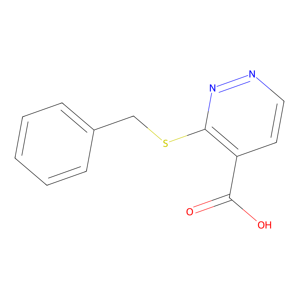 3-(Benzylsulfanyl)pyridazine-4-carboxylic acid molecular structure, CAS 1504673-30-6