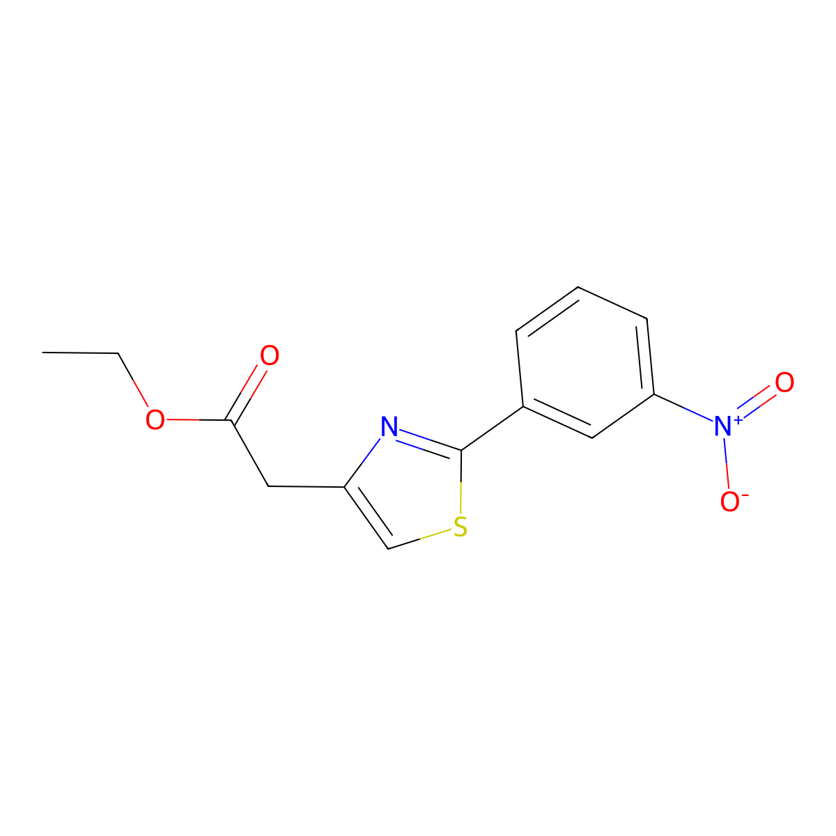 Ethyl 2-[2-(3-nitrophenyl)-1,3-thiazol-4-yl]acetate molecular structure, CAS 1504678-84-5