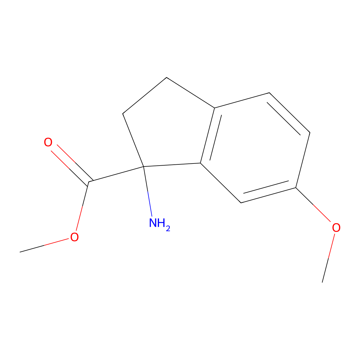 methyl 1-amino-6-methoxy-2,3-dihydro-1H-indene-1-carboxylate molecular structure, CAS 1504679-01-9