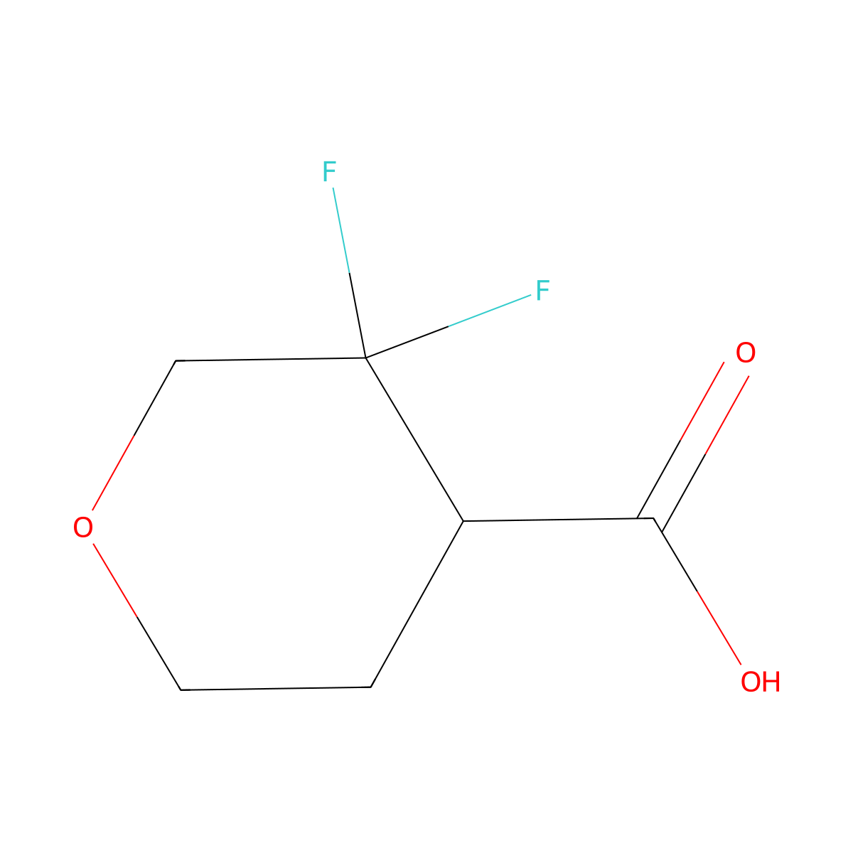 3,3-Difluorooxane-4-carboxylic acid molecular structure, CAS 1504681-05-3