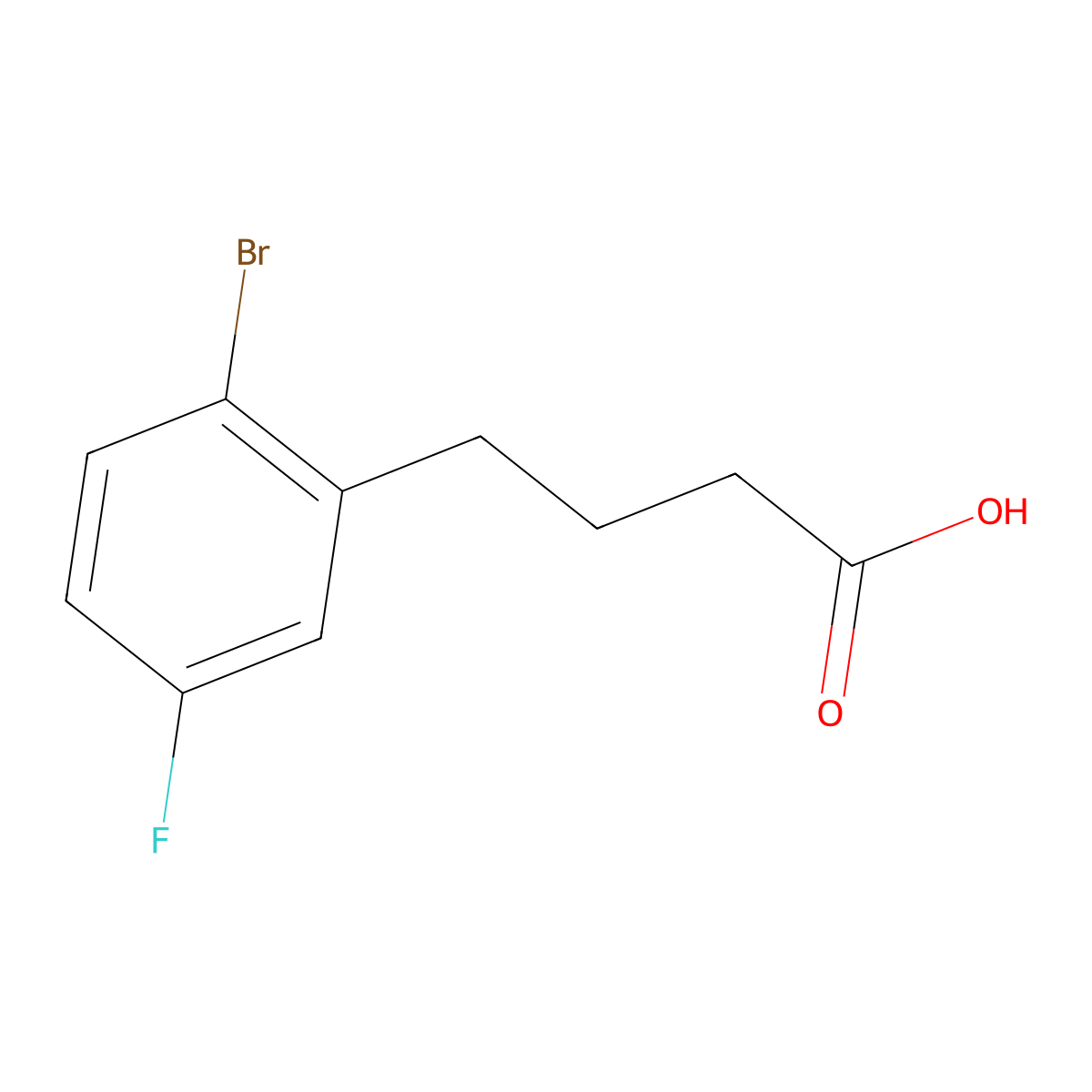4-(2-Bromo-5-fluorophenyl)butanoic acid molecular structure, CAS 1504687-63-1