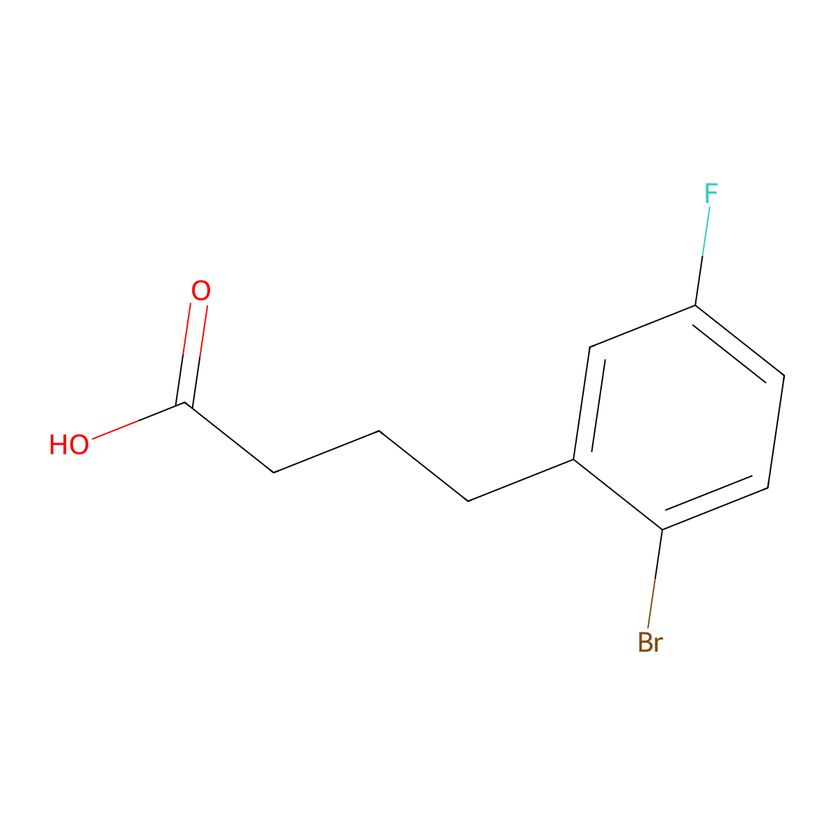 4-(2-Bromo-5-fluorophenyl)butanoic acid molecular structure, CAS 1504687-63-1