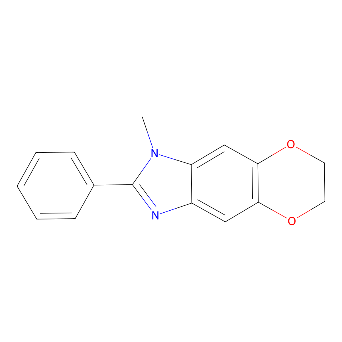 1-Methyl-2-phenyl-6,7-dihydro-1H-[1,4]dioxino[2',3':4,5]benzo[1,2-d]imidazole molecular structure, CAS 1504688-18-9