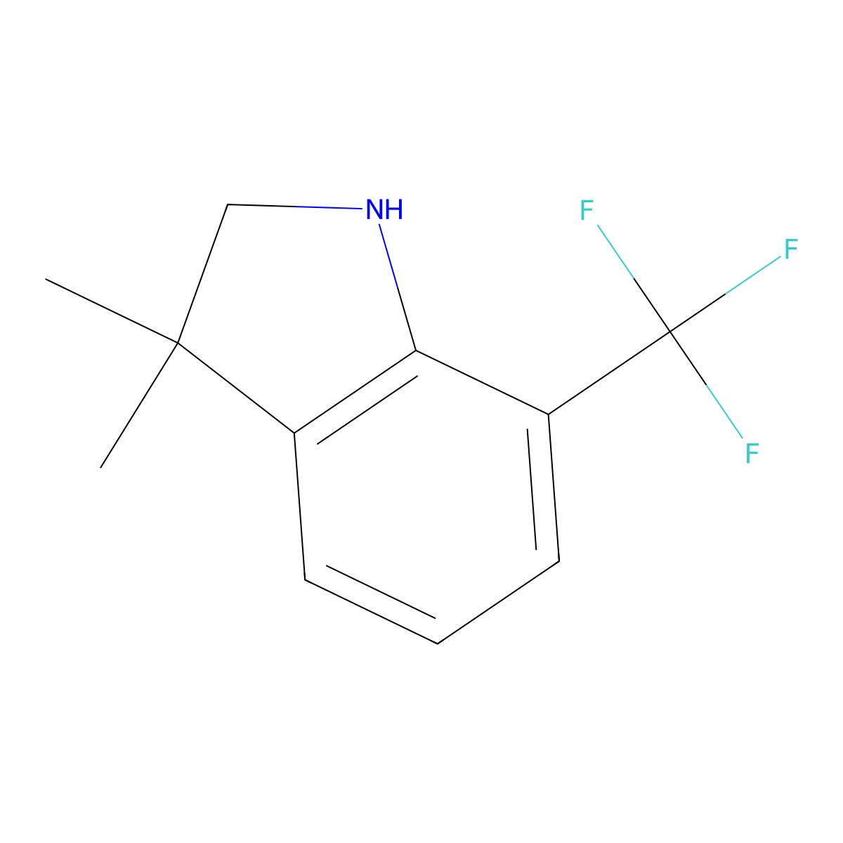 3,3-dimethyl-7-(trifluoromethyl)-2,3-dihydro-1H-indole molecular structure, CAS 1504697-79-3