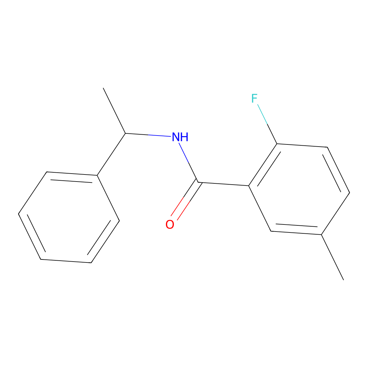 2-fluoro-5-methyl-N-(1-phenylethyl)benzamide molecular structure, CAS 1504703-23-4