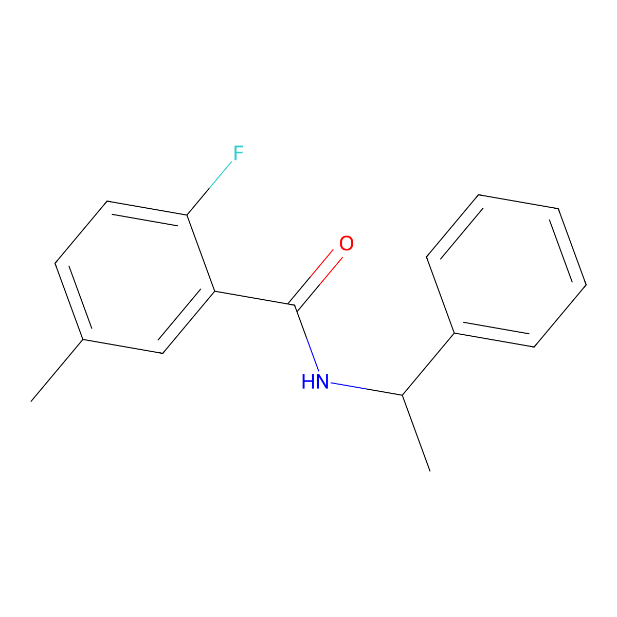 2-fluoro-5-methyl-N-(1-phenylethyl)benzamide molecular structure, CAS 1504703-23-4