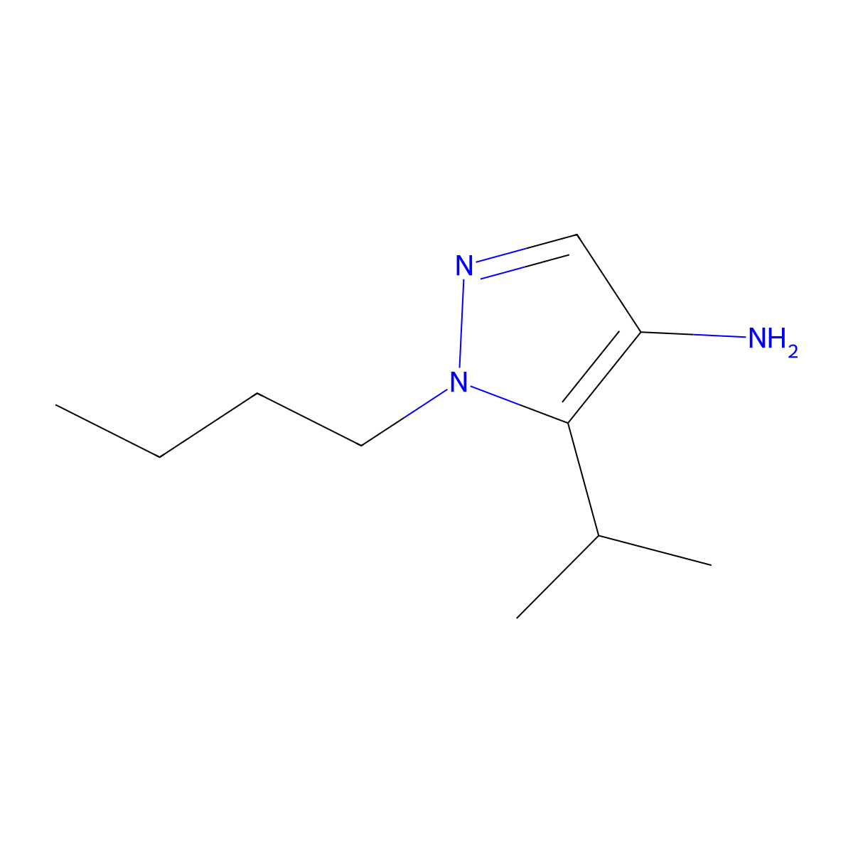 1-butyl-5-(propan-2-yl)-1H-pyrazol-4-amine molecular structure, CAS 1504703-95-0