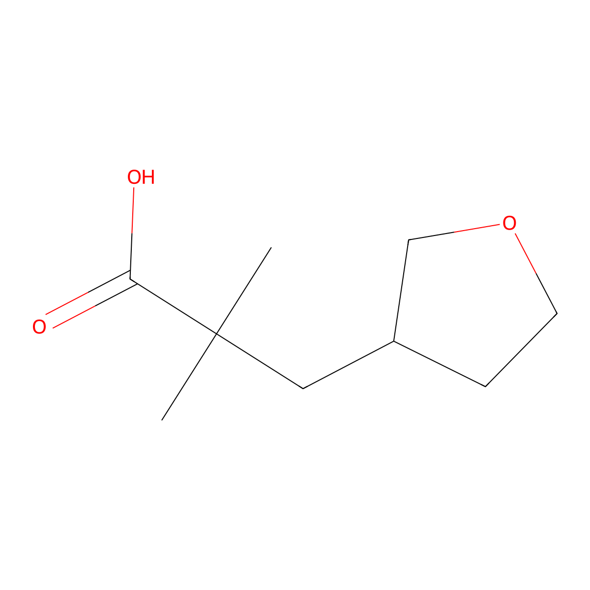 2,2-Dimethyl-3-(oxolan-3-yl)propanoic acid molecular structure, CAS 1504717-45-6