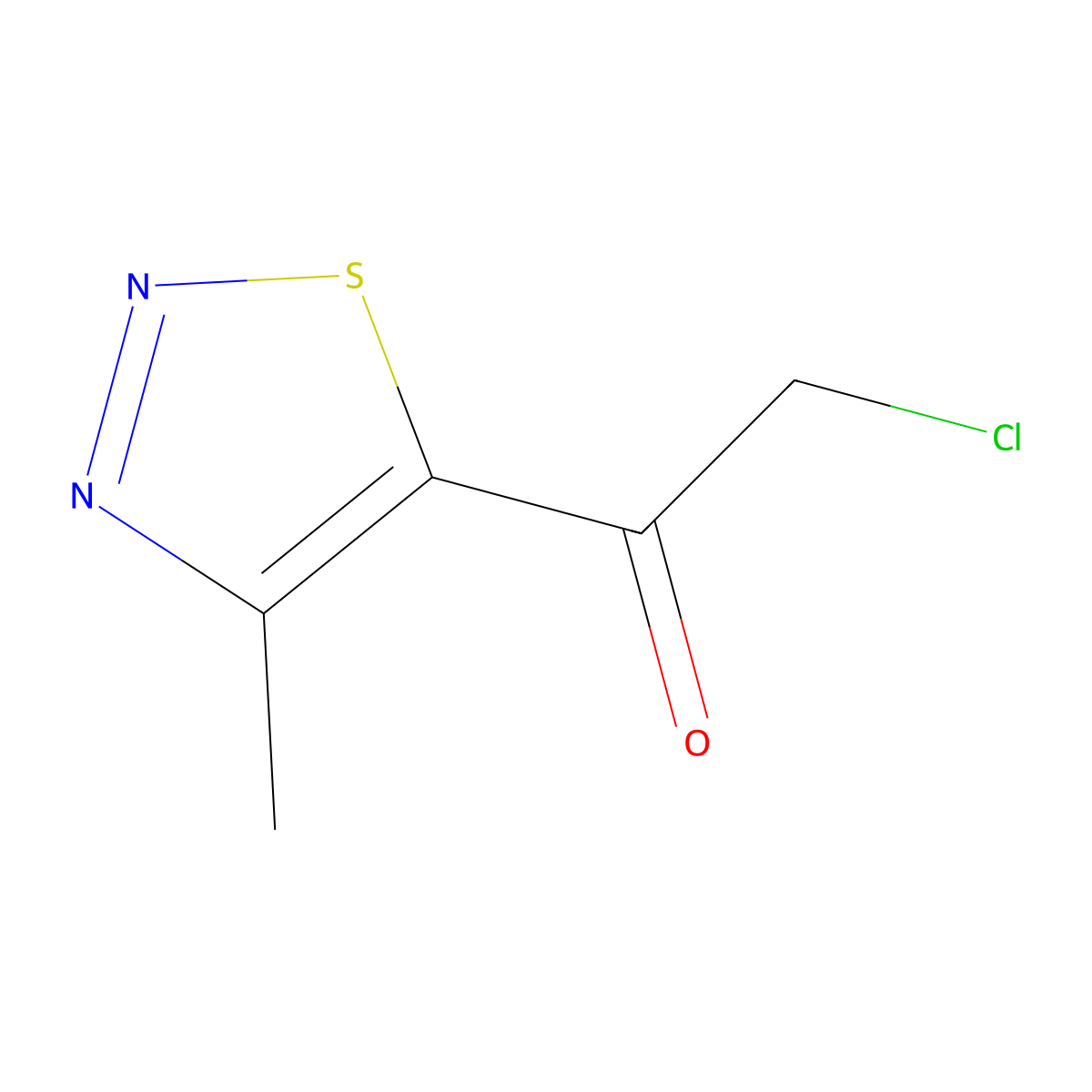 2-Chloro-1-(4-methyl-1,2,3-thiadiazol-5-yl)ethan-1-one molecular structure, CAS 1504719-85-0
