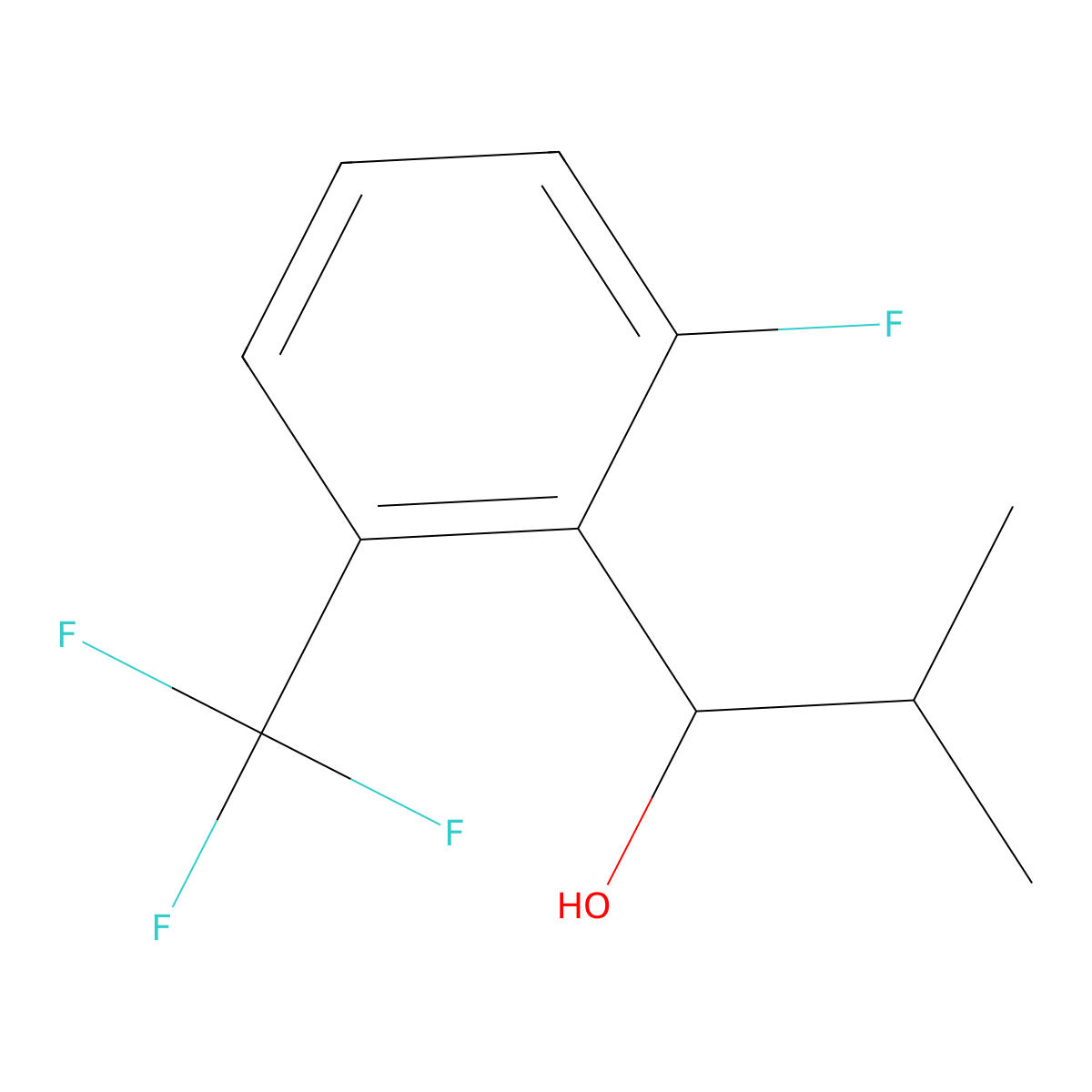 1-(2-Fluoro-6-(trifluoromethyl)phenyl)-2-methylpropan-1-ol molecular structure, CAS 1504747-93-6