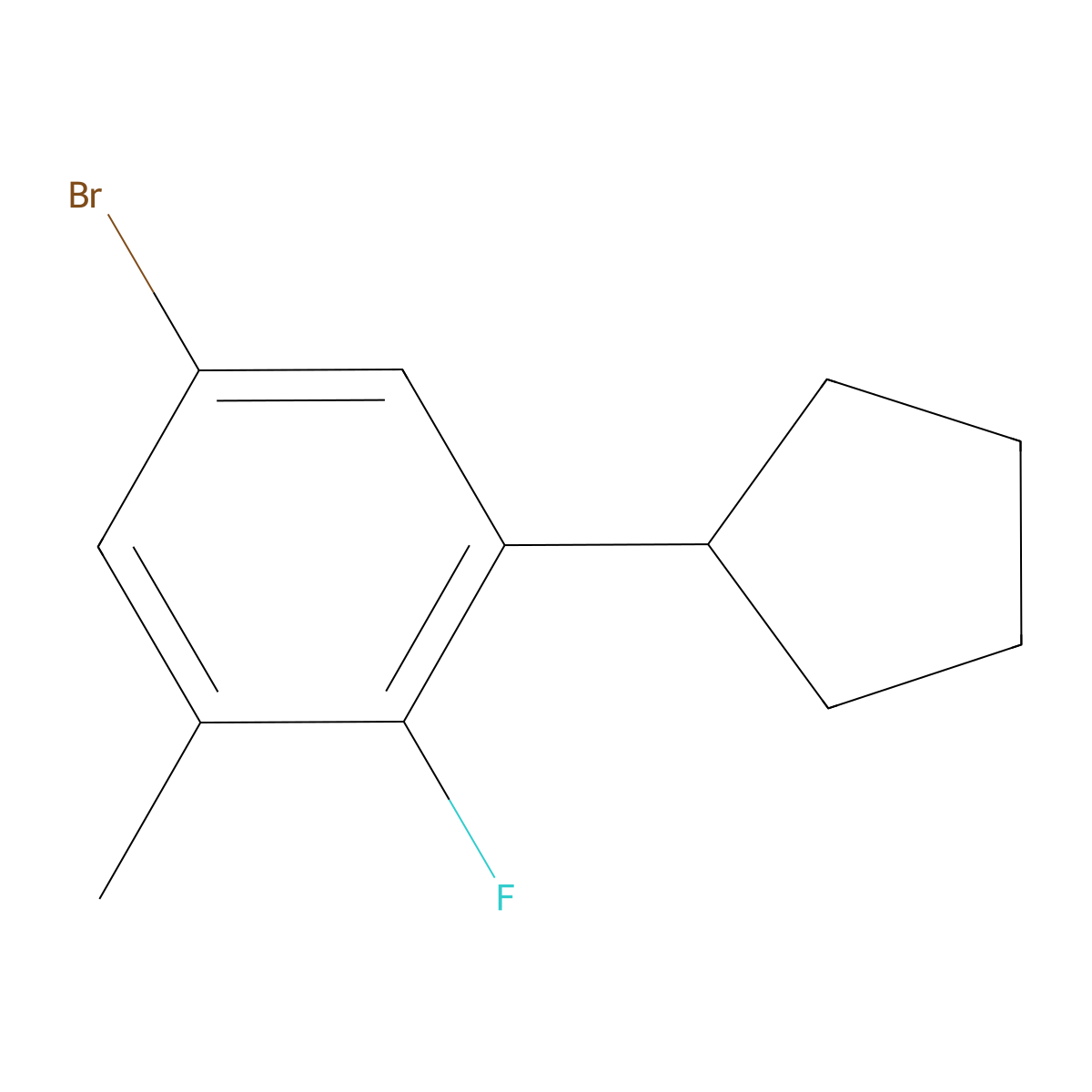 5-Bromo-1-cyclopentyl-2-fluoro-3-methylbenZene molecular structure, CAS 1504750-58-6