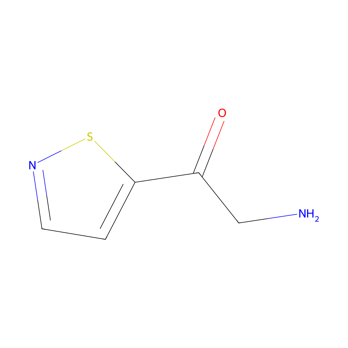 2-Amino-1-(1,2-thiazol-5-yl)ethan-1-one molecular structure, CAS 1504750-90-6