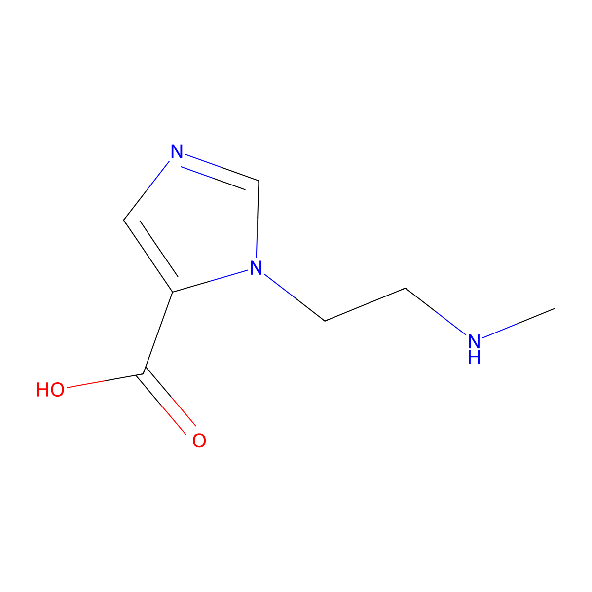 1-[2-(methylamino)ethyl]-1H-imidazole-5-carboxylic acid molecular structure, CAS 1504751-31-8