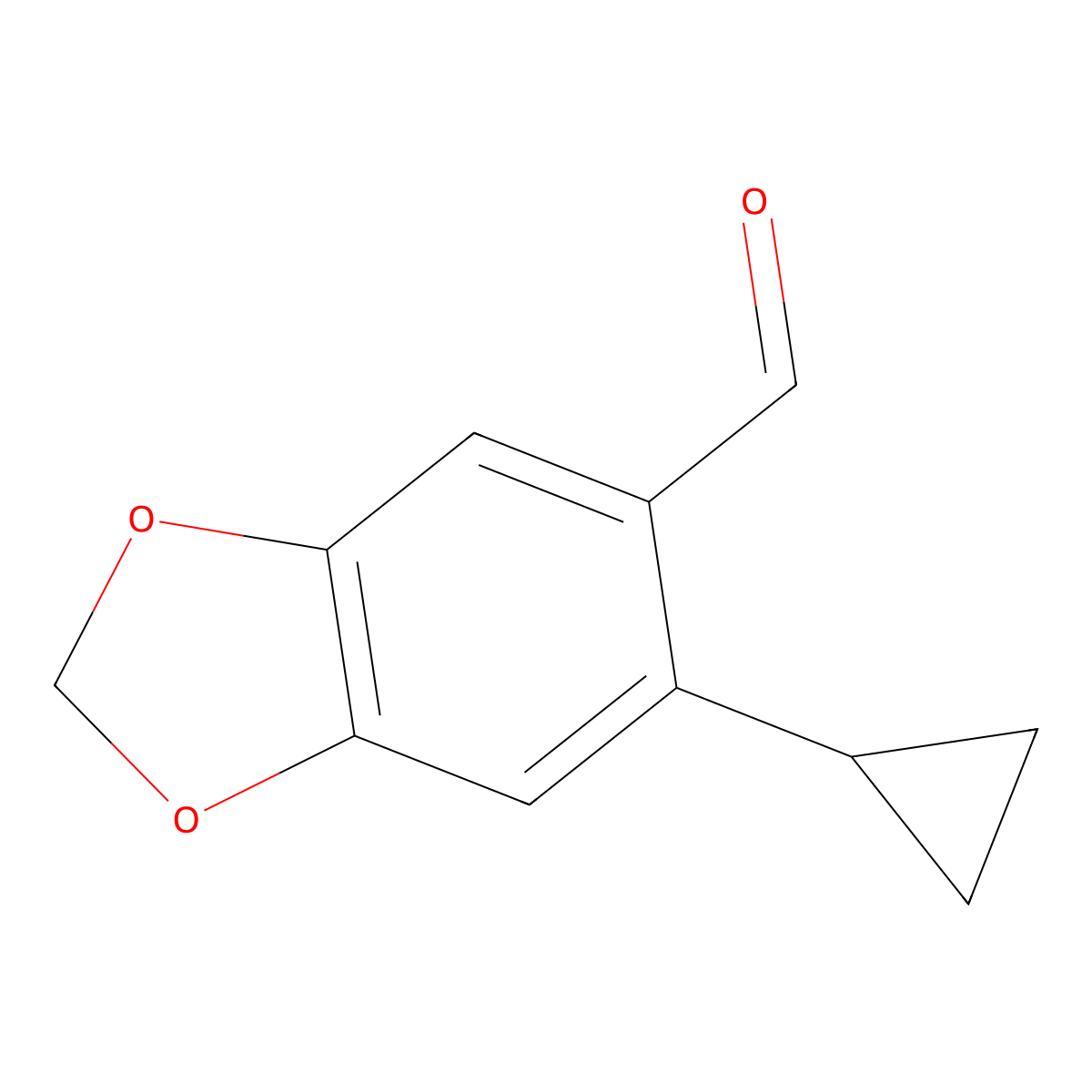 6-Cyclopropyl-1,3-dioxaindane-5-carbaldehyde molecular structure, CAS 1504762-61-1
