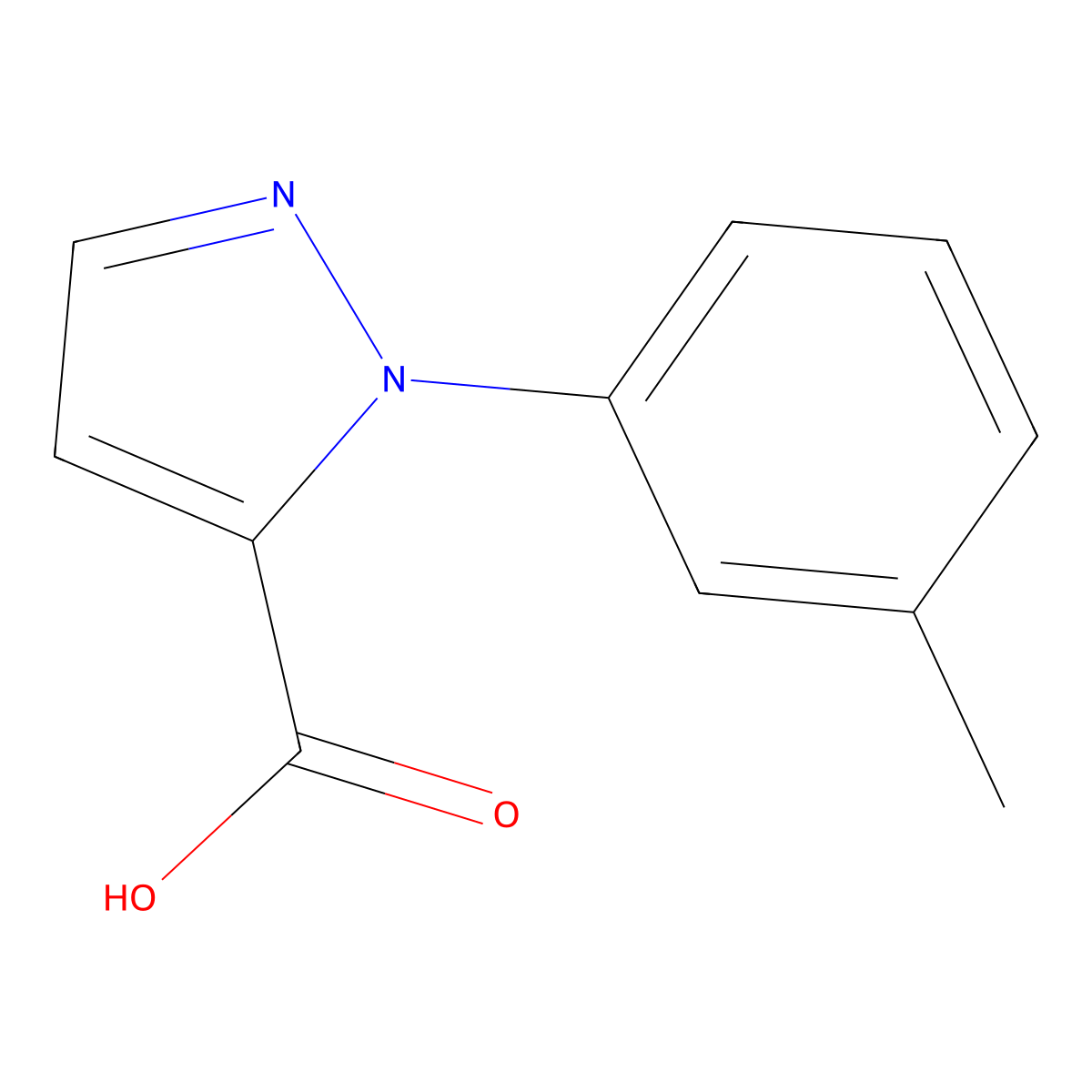 1-(3-Methylphenyl)-1H-pyrazole-5-carboxylic acid molecular structure, CAS 1504781-14-9