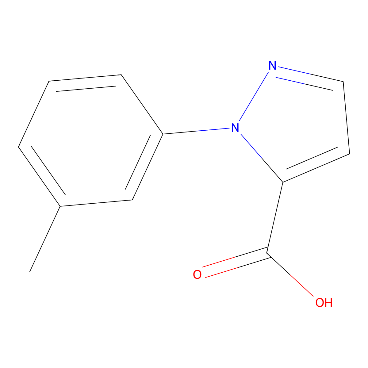 1-(3-Methylphenyl)-1H-pyrazole-5-carboxylic acid molecular structure, CAS 1504781-14-9