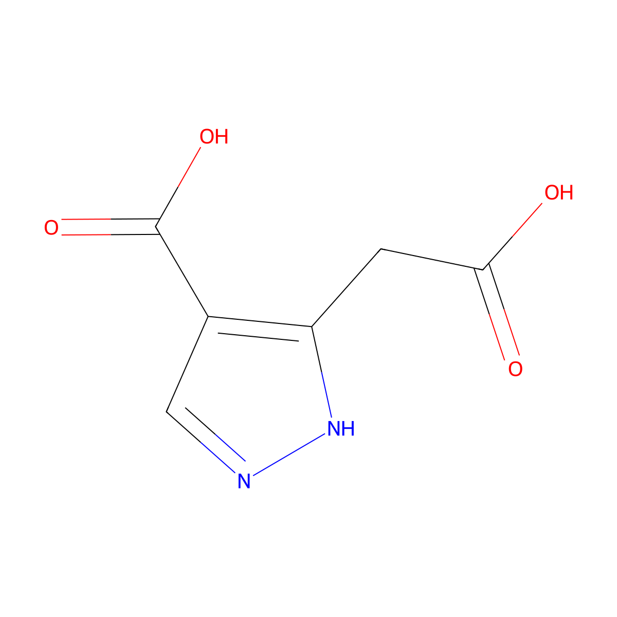 5-(Carboxymethyl)-1H-pyrazole-4-carboxylic acid molecular structure, CAS 1504784-13-7