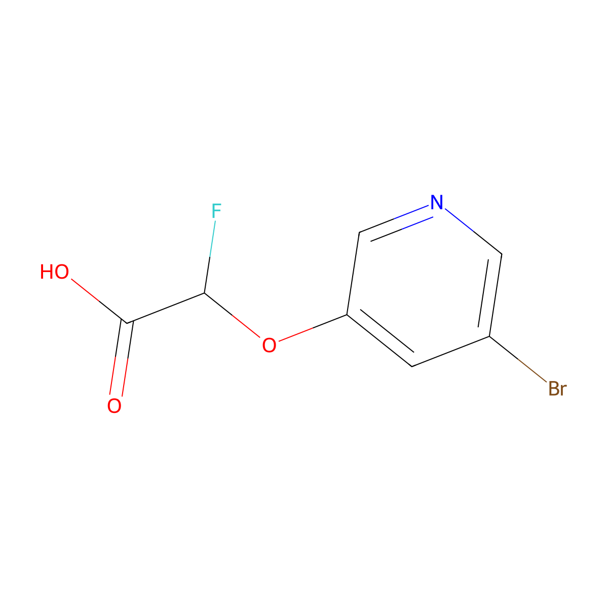 2-[(5-Bromopyridin-3-yl)oxy]-2-fluoroacetic acid molecular structure, CAS 1504797-47-0