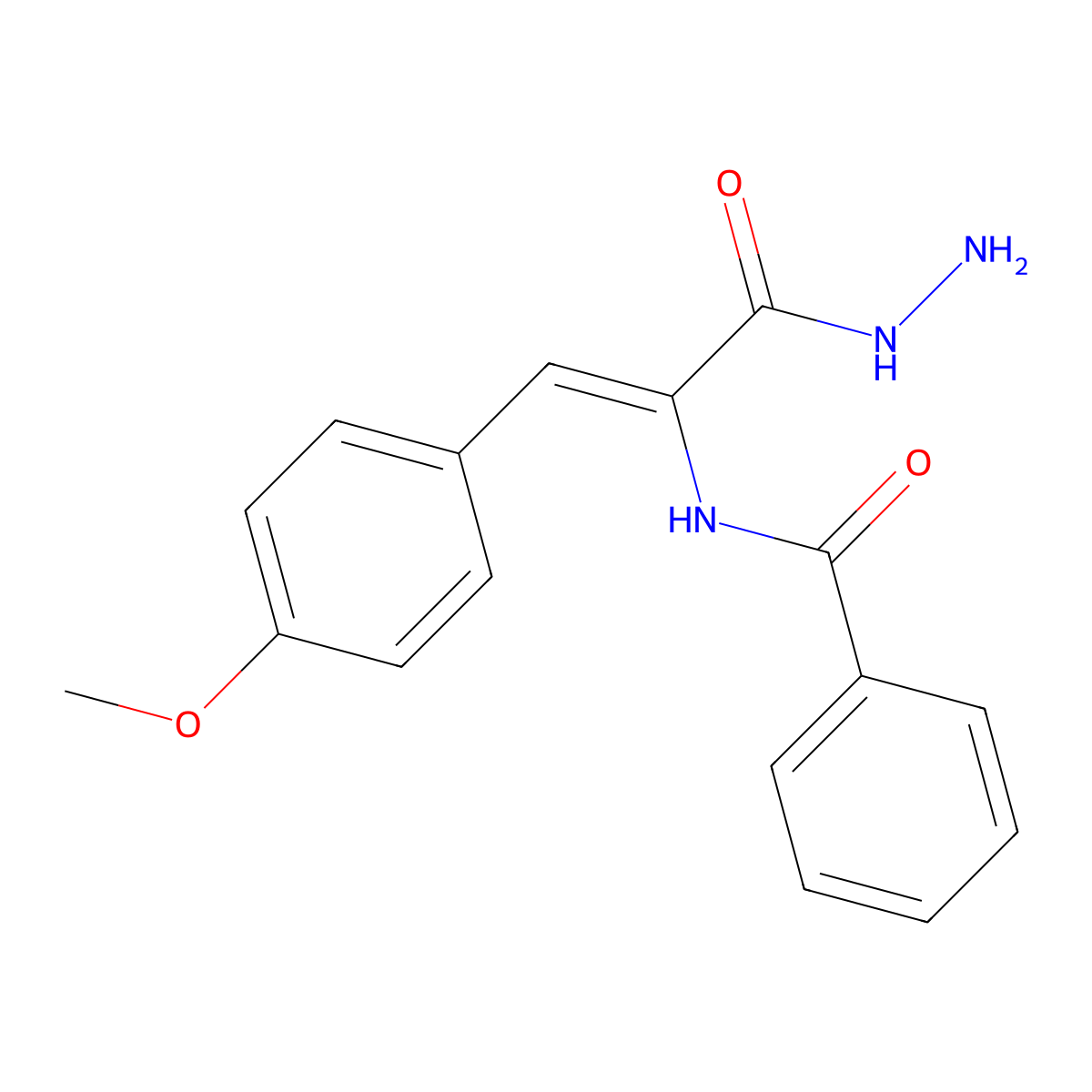 2-Propenoic acid, 2-(benzoylamino)-3-(4-methoxyphenyl)-, hydrazide molecular structure, CAS 15048-23-4