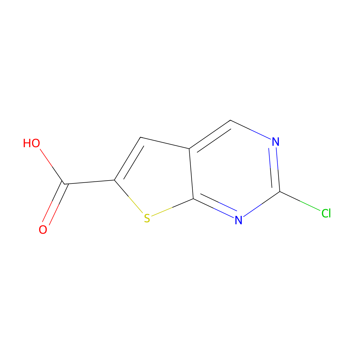 2-Chlorothieno[2,3-d]pyrimidine-6-carboxylic acid molecular structure, CAS 1504800-73-0
