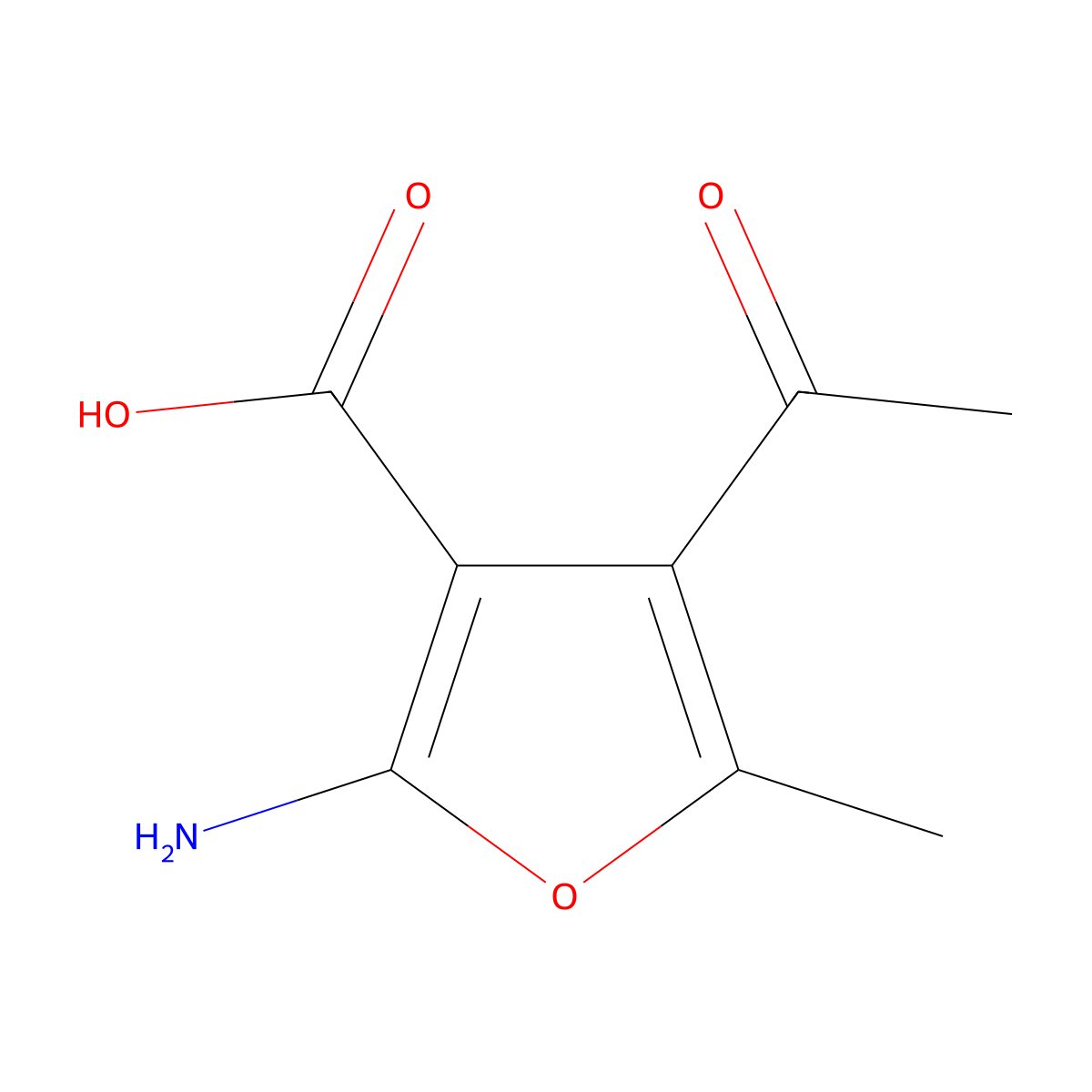 4-Acetyl-2-amino-5-methylfuran-3-carboxylic acid molecular structure, CAS 1504804-16-3