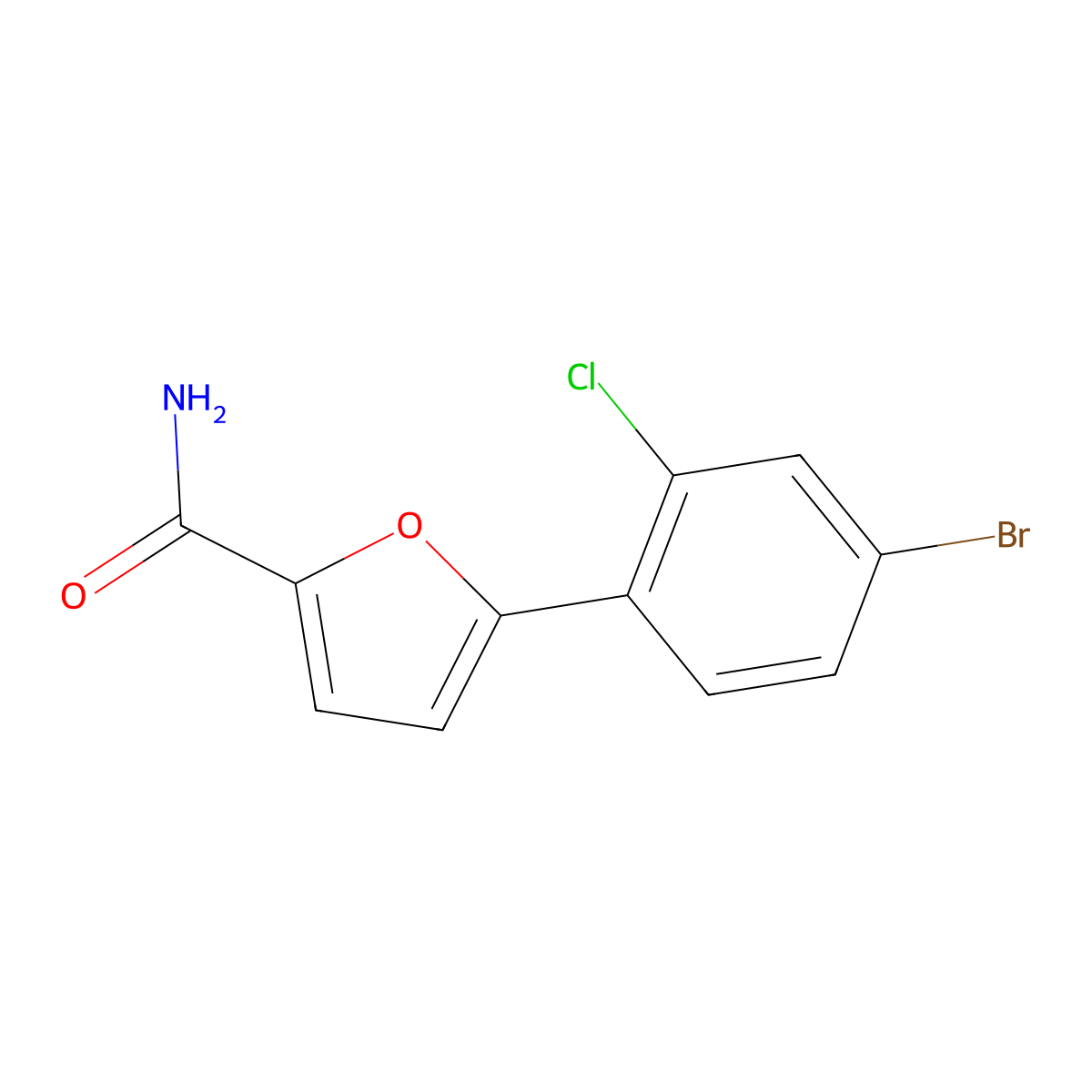 5-(4-Bromo-2-chlorophenyl)furan-2-carboxamide molecular structure, CAS 1504806-61-4