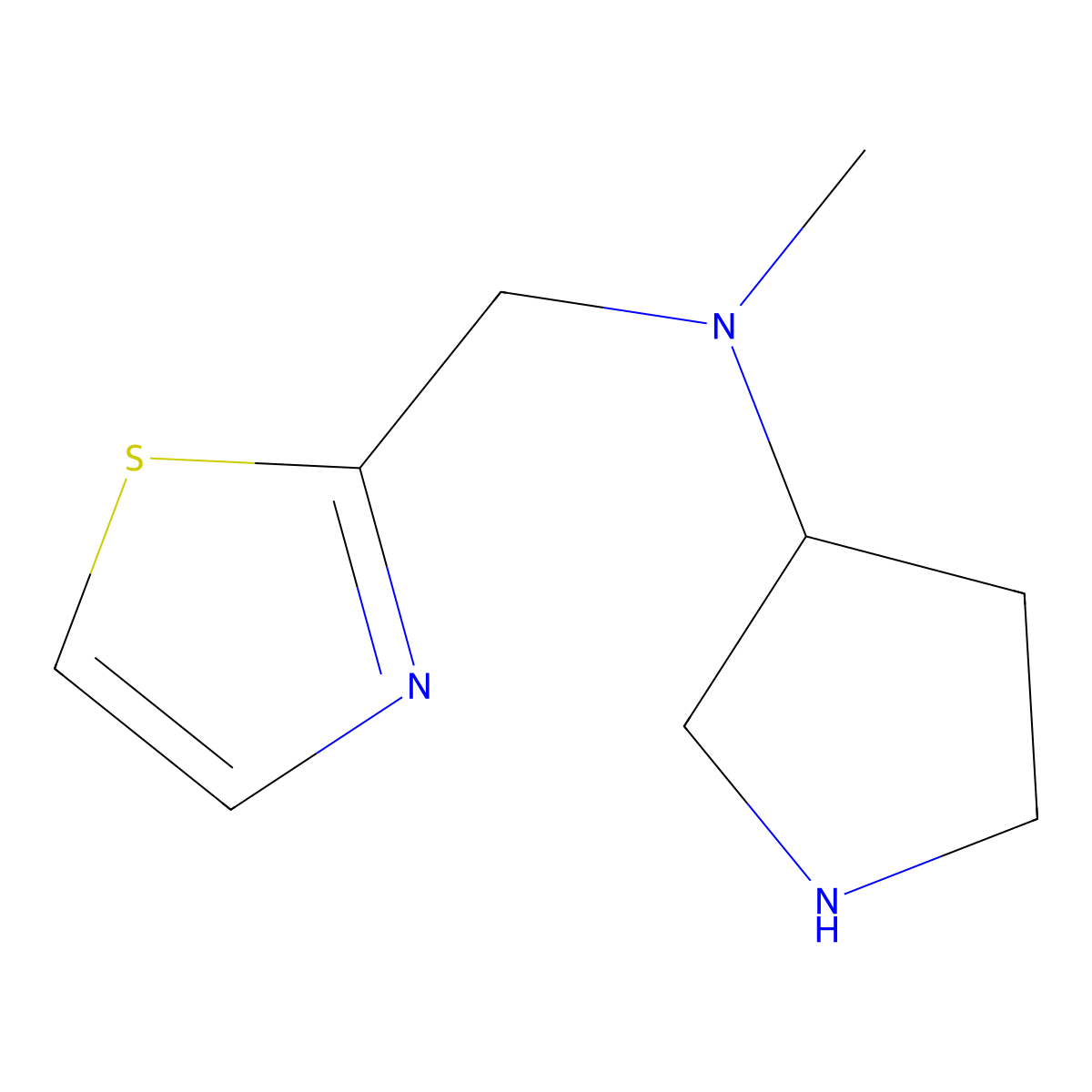 N-methyl-N-[(1,3-thiazol-2-yl)methyl]pyrrolidin-3-amine molecular structure, CAS 1504807-47-9