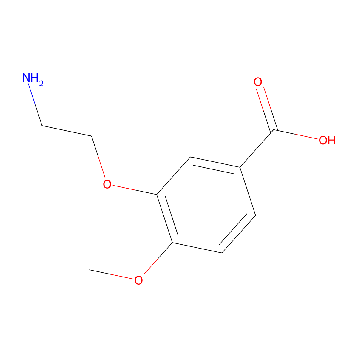 3-(2-Aminoethoxy)-4-methoxybenzoic acid molecular structure, CAS 1504813-70-0