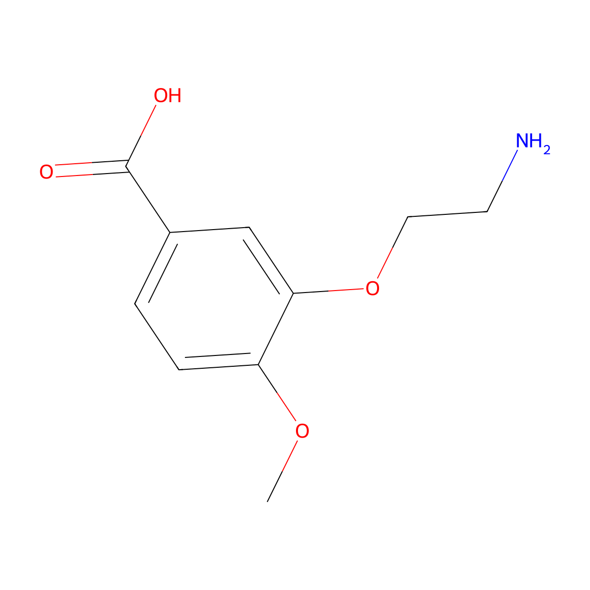 3-(2-Aminoethoxy)-4-methoxybenzoic acid molecular structure, CAS 1504813-70-0