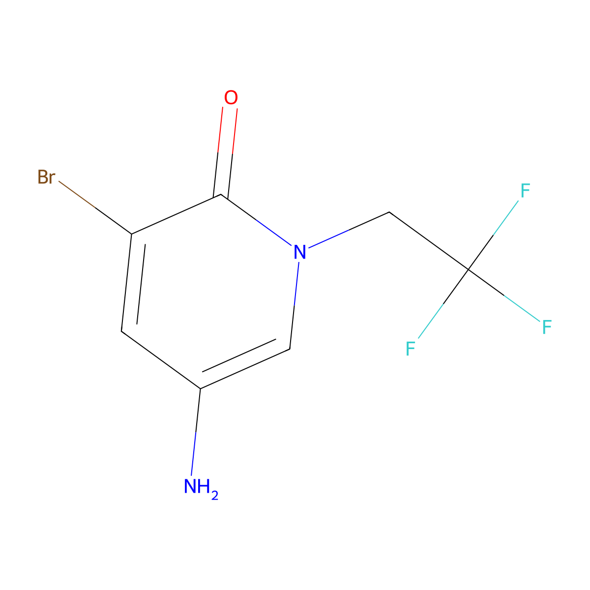 5-Amino-3-bromo-1-(2,2,2-trifluoroethyl)-1,2-dihydropyridin-2-one molecular structure, CAS 1504844-46-5