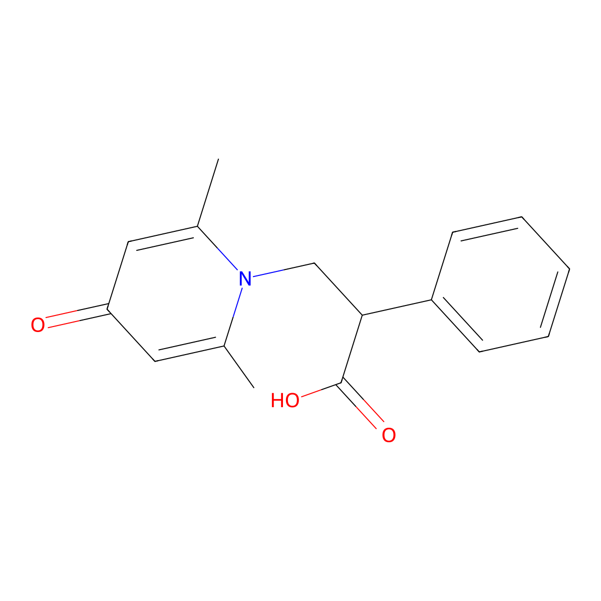 3-(2,6-Dimethyl-4-oxo-1,4-dihydropyridin-1-yl)-2-phenylpropanoic acid molecular structure, CAS 1504845-57-1