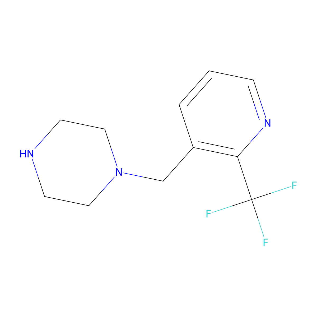 1-{[2-(Trifluoromethyl)pyridin-3-yl]methyl}piperazine molecular structure, CAS 1504848-38-7