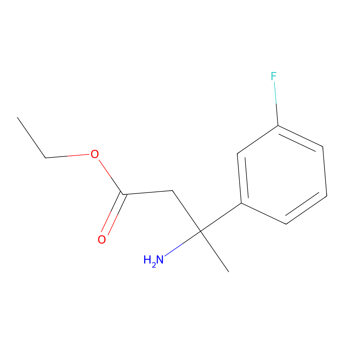Ethyl 3-amino-3-(3-fluorophenyl)butanoate molecular structure, CAS 1504858-84-7